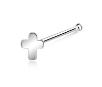 Plus Shaped Silver Bone Nose Stud NSKD-06